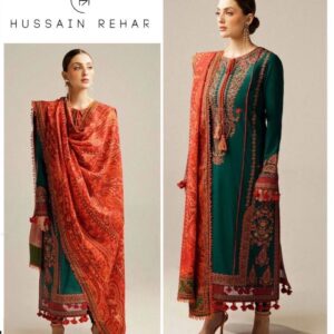 Ladies unstitched 3 piece suit for winter wardrobes