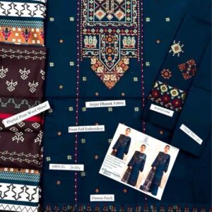 Unstitched 3pc suit featuring premium winter dhanak
