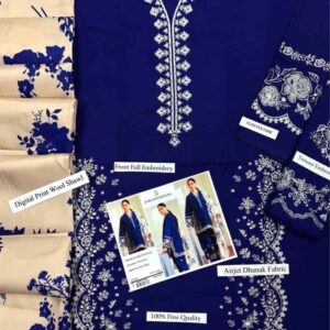Designer style winter unstitched dhanak suit for women