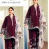 Rich colored dhanak unstitched 3 piece suit for winter