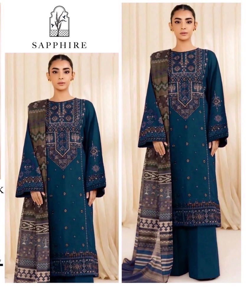 Latest unstitched winter collection dress for ladies