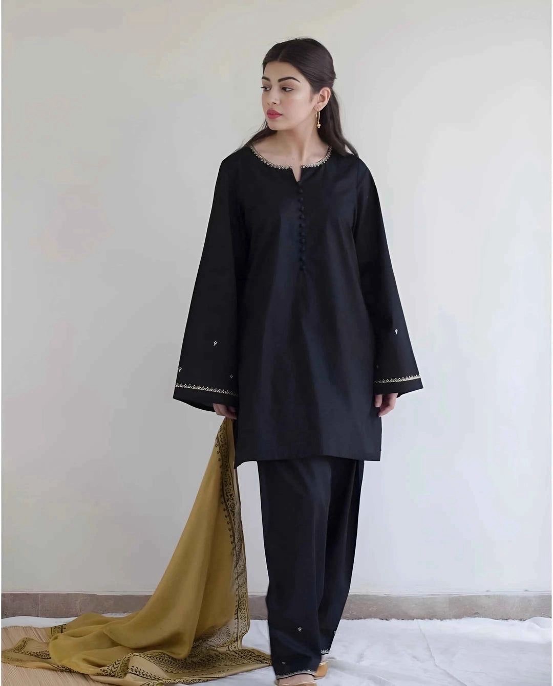 Beautiful embroidered dhanak dress for women by Kameez Shop
