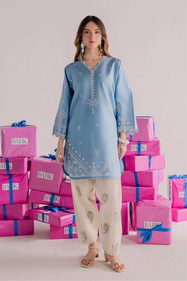 303 heavy daman and sleeves work unstitched dress by Kameez Shop