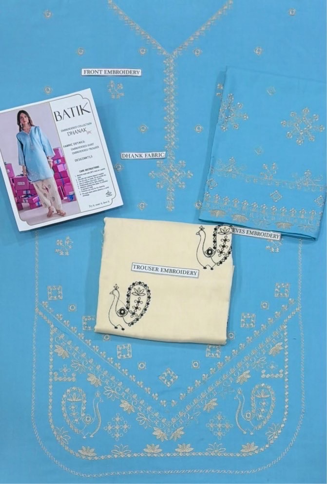 Latest winter collection featuring Batik 303 pure dhanak 2 piece embroidered winter suit for women
