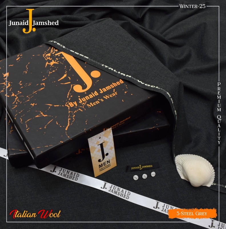 Premium J Wool unstitched men suit in JDR printer box for winter collection