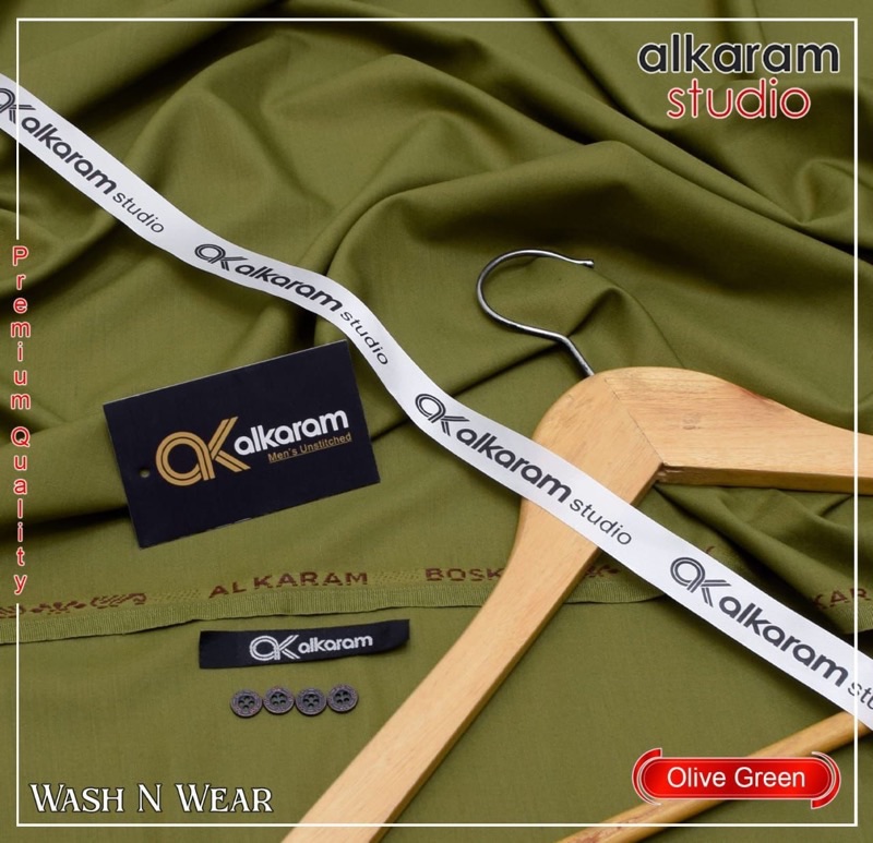 Elegant men unstitched wash and wear suit Alkaram