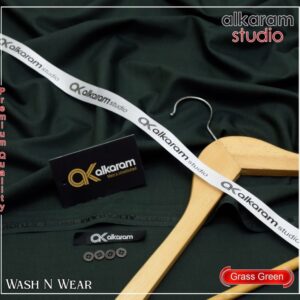 Alkaram branded mens unstitched suit with premium button pack