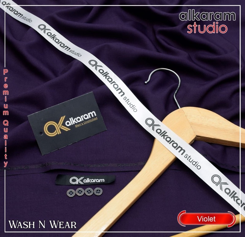 Unstitched Alkaram mens suit with complete color fade guarantee