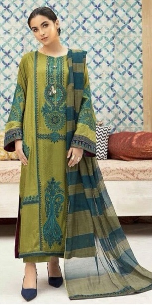Unstitched 3 piece premium dhanak suit for winter events