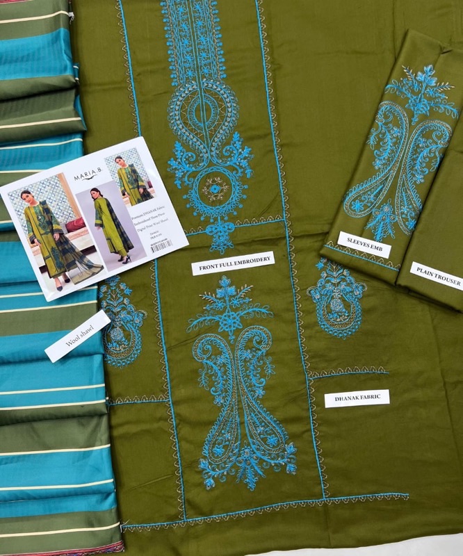 Modern Pakistani unstitched winter fashion in dhanak