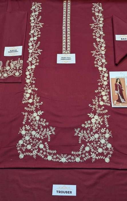 339 close up embroidery details unstitched dress by Kameez Shop