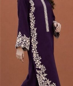 Latest winter collection featuring Batik 340 pure dhanak 2 piece embroidered winter suit for women