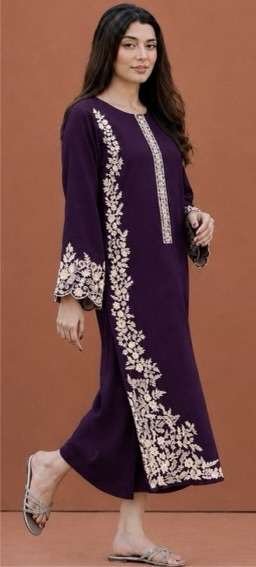 Latest winter collection featuring Batik 340 pure dhanak 2 piece embroidered winter suit for women