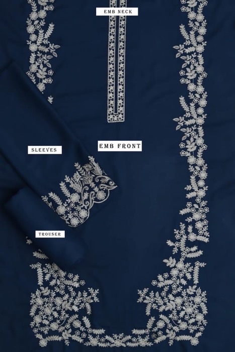 340 close up embroidery details unstitched dress by Kameez Shop