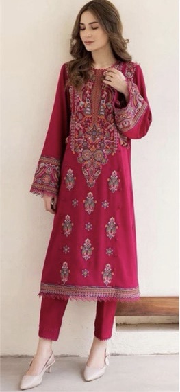 Stunning 2 piece ladies suit Batik 345 pure dhanak 2 piece embroidered winter suit for women