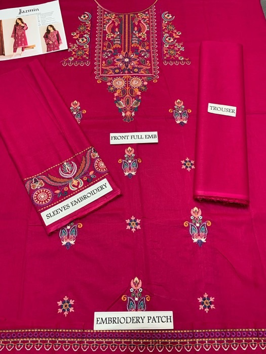 345 close view of winter suit unstitched dress by Kameez Shop
