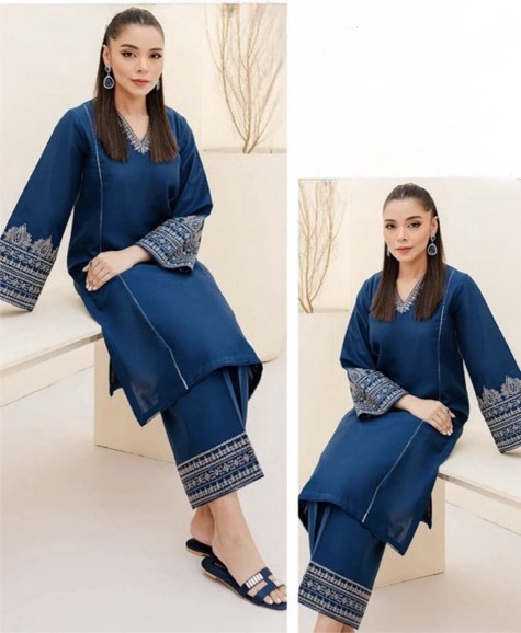 Latest winter collection featuring Batik 343 pure dhanak 2 piece embroidered winter suit for women