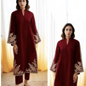 Premium quality Batik 342 pure dhanak 2 piece embroidered winter suit for women