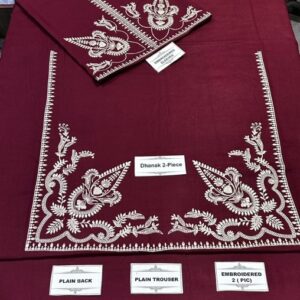 342 fine thread work on pure dhanak unstitched dress by Kameez Shop