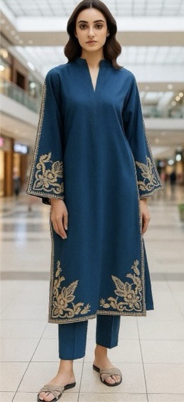 Latest winter collection featuring Batik 344 pure dhanak 2 piece embroidered winter suit for women