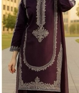 Beautiful unstitched design of Batik 346 pure dhanak 2 piece embroidered winter suit for women