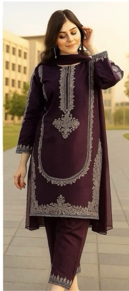 Beautiful unstitched design of Batik 346 pure dhanak 2 piece embroidered winter suit for women