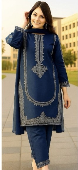 Beautiful unstitched design of Batik 351 pure dhanak 2 piece embroidered winter suit for women