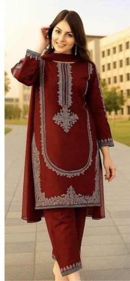Beautiful unstitched design of Batik 354 pure dhanak 2 piece embroidered winter suit for women