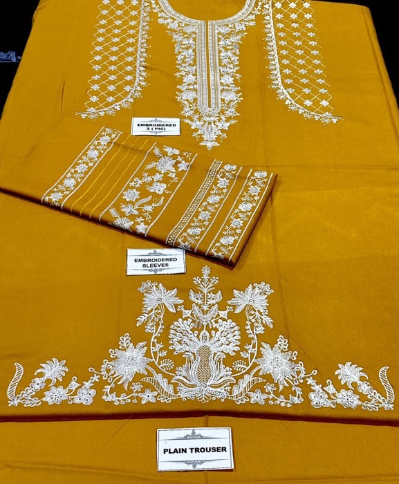 Beautiful unstitched design of Batik 354 pure dhanak 2 piece embroidered winter suit for women