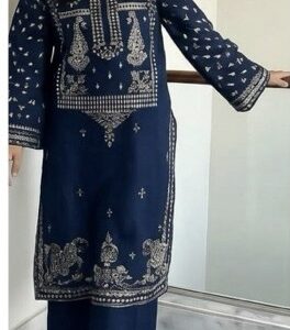 Elegant winter styling of Batik 353 pure dhanak 2 piece embroidered winter suit for women