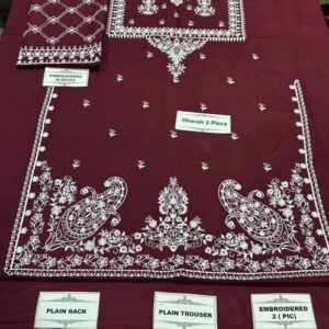 Elegant winter styling of Batik 352 pure dhanak 2 piece embroidered winter suit for women