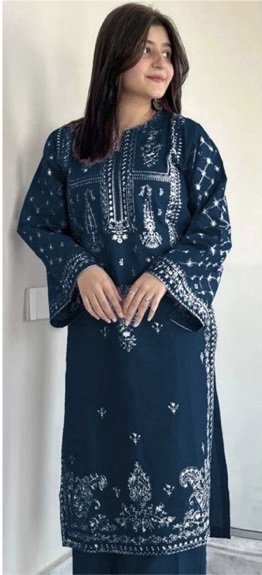 Beautiful unstitched design of Batik 354 pure dhanak 2 piece embroidered winter suit for women