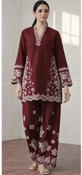 358 close up embroidery details unstitched dress by Kameez Shop