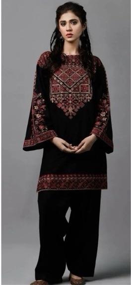 Premium quality Batik 361 pure dhanak 2 piece embroidered winter suit for women
