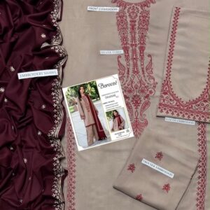 Stylish ladies 3pc unstitched suit in premium dhanak
