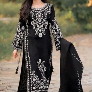 Gorgeous embroidered unstitched dhanak suit for winter