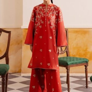 334 heavy daman and sleeves work unstitched dress by Kameez Shop