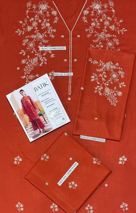 Exclusive Kameez Shop arrival Batik 335 pure dhanak 2 piece embroidered winter suit for women