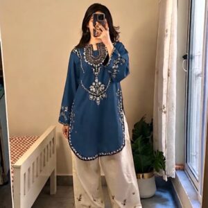 312 close up embroidery details unstitched dress by Kameez Shop