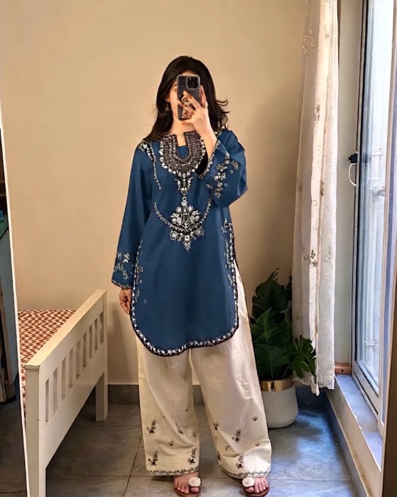 312 close up embroidery details unstitched dress by Kameez Shop