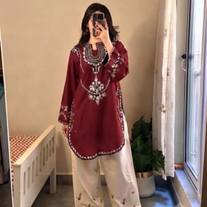 Beautiful unstitched design of Batik 313 pure dhanak 2 piece embroidered winter suit for women