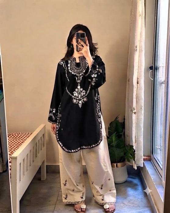 311 close view of winter suit unstitched dress by Kameez Shop