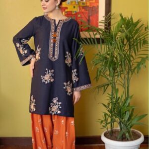 316 fine thread work on pure dhanak unstitched dress by Kameez Shop