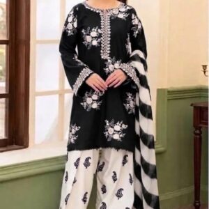 Trendy winter fashion 3 piece dhanak suit for women