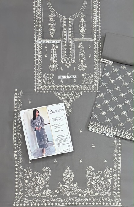 308 close up embroidery details unstitched dress by Kameez Shop