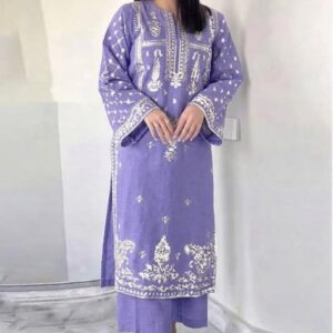 Latest winter collection featuring Batik 307 pure dhanak 2 piece embroidered winter suit for women