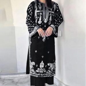 304 fine thread work on pure dhanak unstitched dress by Kameez Shop