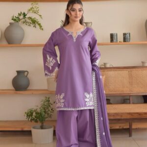 Winter wear 3 piece unstitched suit with warm dupatta