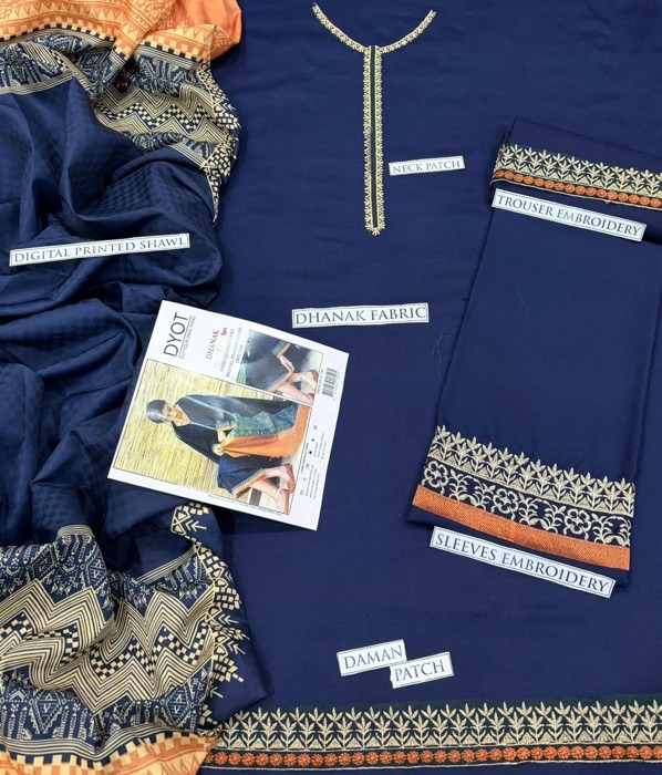 Premium quality dhanak fabric dress for Pakistani winters