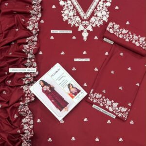 Beautiful dhanak fabric 3 piece dress for winter dawats